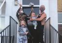 A family snapped by Hannah on the doorstep clapping for the NHS during the Covid pandemic