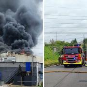 Smoke billowed from an industrial unit in Marsh Way
