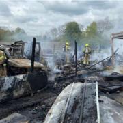 Fire crews extinguished flames in a scrapyard near Mores Lane, Brentwood