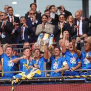 Romford lift the 2024 FA Vase at Wembley. Picture: PETER SHORT