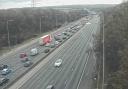 There are delays and queuing traffic on the M25 after a multi-vehicle collision