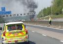 Black smoke filled the air after the lorry was found ablaze