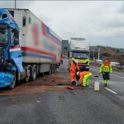 National Highways workers at the scene of the M25 crash
