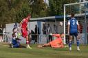 Liam Nash scores the first Hornchurch goal at Ipswich Wanderers