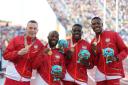 Reuben Arthur (second left) won relay gold at the 2018 Commonwealth Games (pic: Martin Rickett/PA)