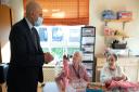 Health secretary Sajid Javid speaking to residents of Willows Care Home