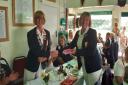 Christina Allen of Upminster Bowls Club is presented with her county badge