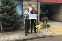 Mark Halls chief executive of First Step with Mike Brace who is presenting a cheque for £1,000 to First Step in memory of Betty Jones. Picture: Hornchurch Round Table