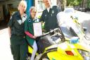 Charlotte Dighton with cystic fibrosis spent a day with the Romford Ambulance Service. Pictured with paramedics Rosalind Wiseman and Mark Heinsen.