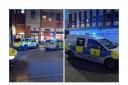 Police cars in South Street on February 27 after being called to reports of a stabbing