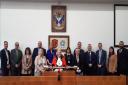 Mayor Trevor McKeever with headteachers, council officers and Councillor Oscar Ford,  cabinet member for children and young people (second left).
