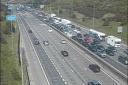 Traffic is queuing for five miles on the M25 in Havering after the crash