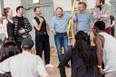 Adrian Dunbar leads the cast of Kiss Me, Kate during a rehearsal at Hampstead Town Hall in Haverstock Hill
