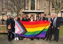 The Progress Pride flag was raised outside Havering Town Hall in Romford to mark the start of LGBT+ History Month 2022