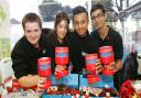 Mark Straker, 16, Sevim Wigzell, 17, Mark-Anthony Bautista, 17, and Vijay Persaud, 18, fundraising for the Elm Park Royal British Legion at the Tesco store in Airfield Way, Hornchurch