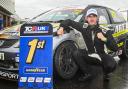 Matt Luff celebrates winning the Milltek Honda Civic Cup title at Snetterton