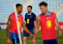 England manager Gareth Southgate looks on during a training session at the World Cup