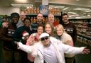 Some of the M&S Romford staff with East 17 star Terry Coldwell, who features in the store's new Christmas single