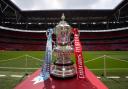 The FA Cup on display before the 2023 final at Wembley Stadium