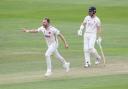 Sam Cook celebrates one of his three wickets for Essex against Kent