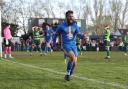 Ash Siddik celebrates his late equalising goal against Lincoln. Picture: TGS PHOTO