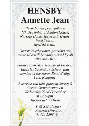 HENSBY Annette Jean