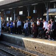 Commuters waiting for a train at Upminster station