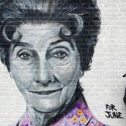 Artist Gnasher paid tribute to EastEnders' star June Brown with a mural in Romford