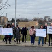 BHRUT staff and their supporters held a demonstration outside Queen's Hospital in opposition to the government-imposed vaccine mandate.