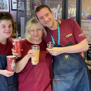 From left to right: Harriet Morgan, store manager Nina Angeliene and Tony Willam