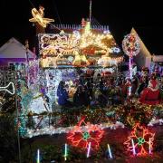 Peter Elliott and Lesley Haylett's Christmas lights display at their home in Noak Hill