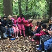 Maylands pupils on a visit to The Manor nature reserve.