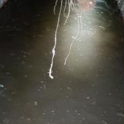 The sewage flooding under Adam's property, which he believes is eroding his home's foundations.