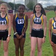 The winning Under 13 Girls’ relay quartet in recent action.