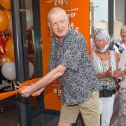 Six-time world snooker champion - and Saint Francis Hospice patron - Steve Davis cutting the ribbon at the new High Street department store.