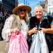 Shops and pubs reopen in Romford Town Centre as Covid restrictions are eased. 
Sisters Jane Swan and Anne Dawson with their shopping bags.
Picture by Ellie Hoskins