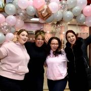 Staff at Eyelash Bar in Romford Shopping Hall celebrate their first day in the salon