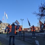 GMB union representatives demonstrated today, socially-distanced at Havering Town Hall.