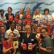 Lennox Children's Cancer Fund delivering Easter eggs to the childrens ward at Queens Hospital, Romford, last year. Picture: London