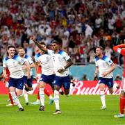 England's Marcus Rashford celebrates scoring the opening goal of the game during the FIFA World Cup Group B match at the Ahmad Bin Ali Stadium, Al Rayyan, Qatar. Picture date: Tuesday November 29, 2022.