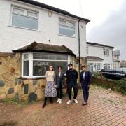 From left to right: Katrina Hindley (National Housing Group), Chandni Bhogal (Lotus), Gurpaal Judge (Lotus chief executive) and Ade Oloko (housing manager) outside one of the properties