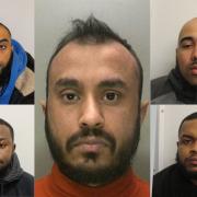 Sheikh Shahab (top left), Kevin Gyasi (bottom left), Ripon Ali (centre), Nathan Fellows (top right) and Touras Bailey (Bottom right) were arrested and sentenced for drug offences