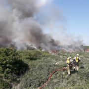 Firefighters tackle a fire at Launders Lane in 2020