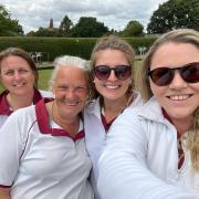 Clock House members Rebecca Smith, Michelle Squires, Hayley Kenny and Serena Madgewickcelebrate their success in the county fours.
