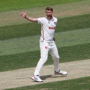 Jamie Porter celebrates a wicket for Essex against Hampshire