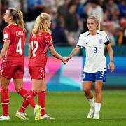 Rachel Daly celebrates England's win over Denmark