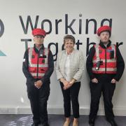 Bobbies Chris and Simon with Romford BID's Julie Frost
