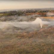 A drone image shows smoke from a Launders Lane fire last week