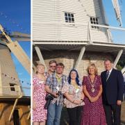 Havering Mayor Cllr Stephanie Nunn, Cllr Barry Mugglestone, Havering's Cabinet Member for Environment with members, supporters and volunteers from Friends of Upminster Windmill