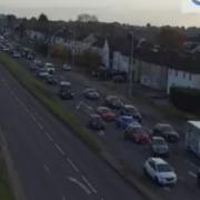 Queues building on the A127 as a result of a crash near Gallows Corner in Romford